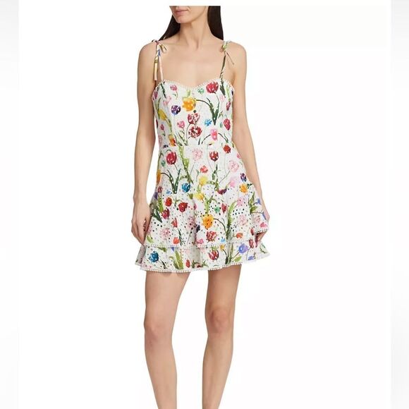 Alice + Olivia
Rosette Floral Eyelet Cotton Minidress - Picture 1 of 9